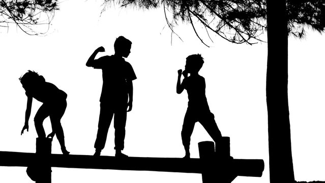 Black and white of peope silhouette