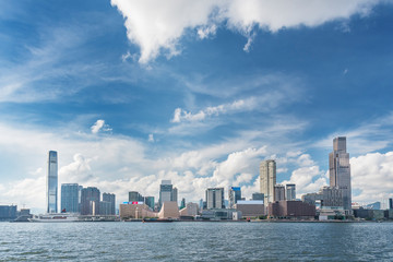 Fototapeta premium Skyline of Victoria Harbor of Hong Kong city
