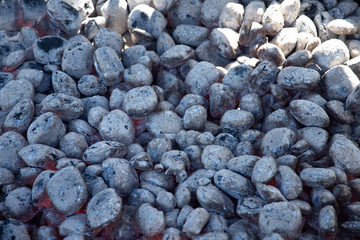 Fire in the charcoal ,Close-up - heap of coal  FOR  GRILL