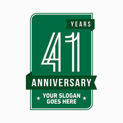 41 years anniversary design template. Forty-one years celebration logo. Vector and illustration.