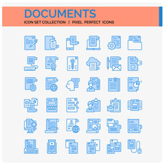 Documents Icons Set. UI Pixel Perfect Well-crafted Vector Thin Line Icons. The illustrations are a vector.