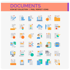 Documents Icons Set. UI Pixel Perfect Well-crafted Vector Thin Line Icons. The illustrations are a vector.