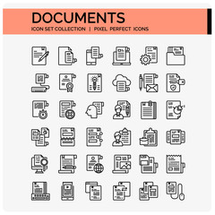 Documents Icons Set. UI Pixel Perfect Well-crafted Vector Thin Line Icons. The illustrations are a vector.