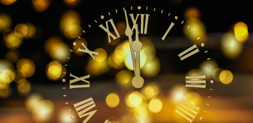 golden clock 2020 just before midnight