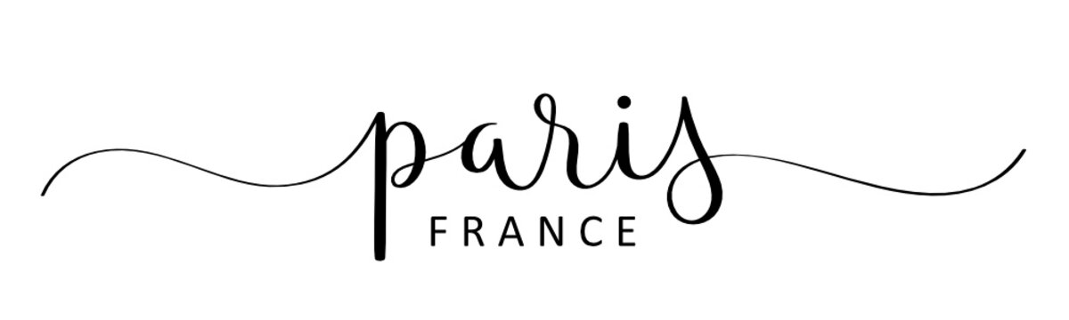 PARIS, FRANCE black vector brush calligraphy banner with swashes