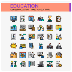 Education  Icons Set. UI Pixel Perfect Well-crafted Vector Thin Line Icons. The illustrations are a vector.