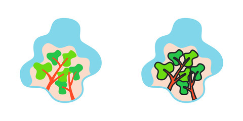 Tree logo flat cartoon decorative icon on white background. isolated vector   illustration.