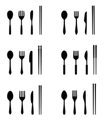 set of kitchen utensils icons