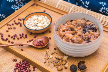 Chinese traditional cuisine Laba porridge and various healthy cereals