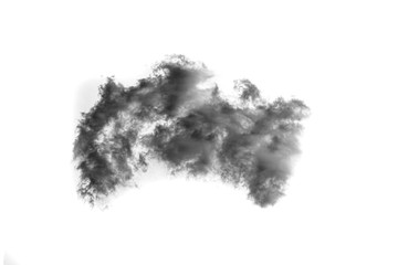 Black smoke isolated on white background