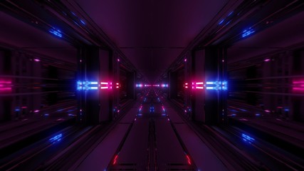 Fototapeta na wymiar clean futuristic scifi fantasy space hangar tunnel corridor with nice reflections 3d illustration wallpaper background