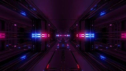 clean futuristic scifi fantasy space hangar tunnel corridor with nice reflections 3d illustration wallpaper background