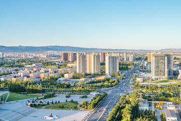Urban skyline scenery of Hohhot, Inner Mongolia, China