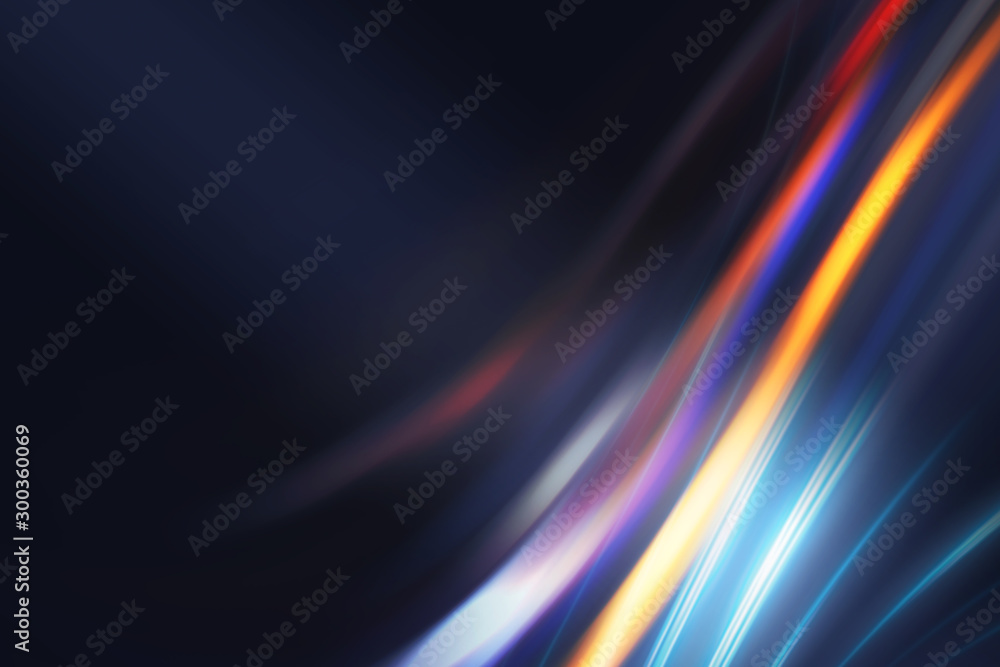 Poster multicolored blurred lines on a dark abstract background, neon glow