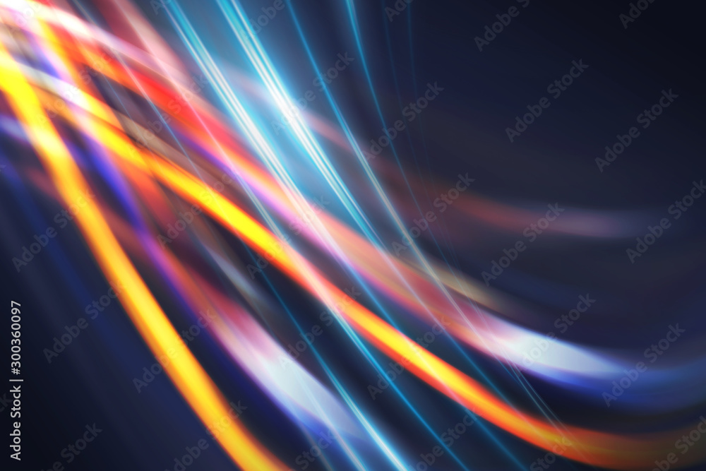 Aufkleber Multicolored blurred lines on a dark abstract background, neon glow