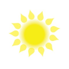 yellow sun icon isolated on white background