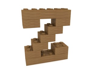 Letter Z concept built from toy wood bricks