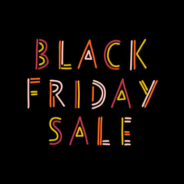 Doodle Black Friday Sale banner kids vector. Handwritten typography for promotional flyers, cards. Cute childrens sale text