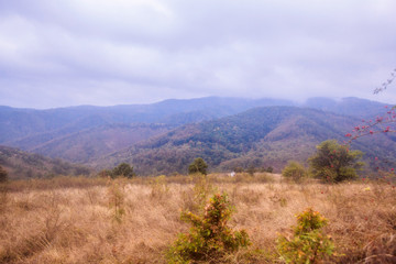 Fototapeta na wymiar Beautiful autumn nature scenic mountain landscape