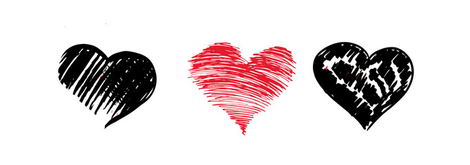 Heart grunge. Valentine's Day.  Hand drawn illustration.