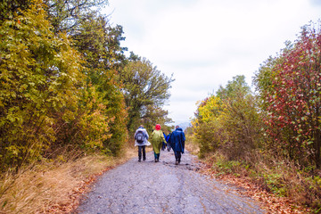 Obraz premium Healthy Lifestyle People Hiking In Nature