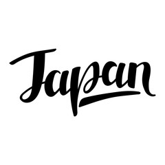 Handwritten word Japan. Hand drawn lettering.