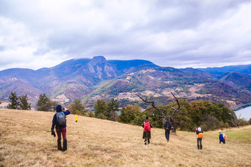 Healthy Lifestyle People Hiking In Nature