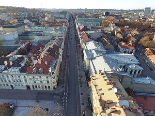 Fototapeta premium Vilnius downtown. Drone footage. Lithuania.
