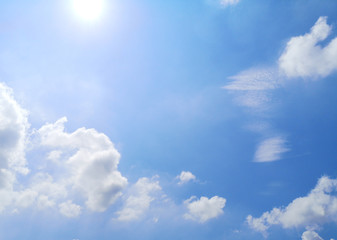 white clouds in the blue sky natural background beautiful nature environment space for write