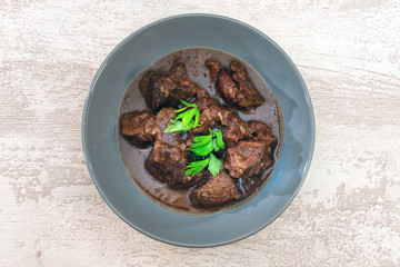 Homemade Beef cheek with wine sauce