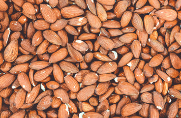 Almonds background texture top view