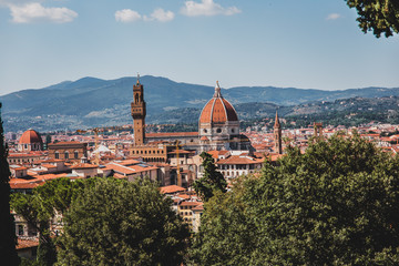 Fototapeta na wymiar Duomo Santa Maria del Fiore seen from Piazza Michelangelo in Florence, Tuscany, Italy