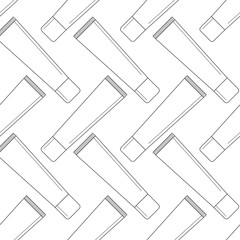 Seamless pattern with cosmetics. Black and white thin line icons. Cream, foundation, serum, tonic, lotion icon. Vector illustration for web and mobile, eps10.