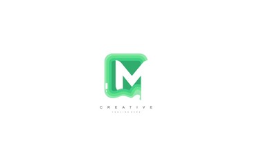 Initial Letter M Abstract Trendy Paper Art Style Logotype