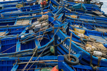 Boats of Moroccan fishermen in the port