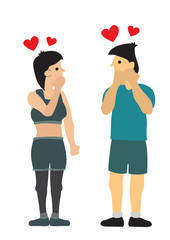 Couple looking at each other with love. Concept of love and romance.