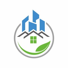 Real estate logo, cleaning home service icon vector template illustration