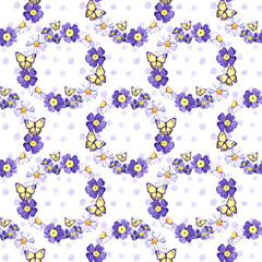 Watercolor hand painted provence village seamless pattern.