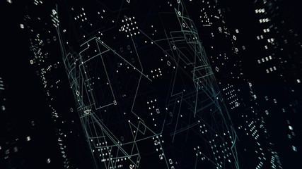 3d rendering Technology Tree Pattern Concept render Background. Abstract Scifi PCB Trace Data