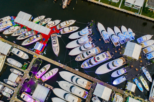 Drone overhead aerial photo Fort Lauderdale Boat Show