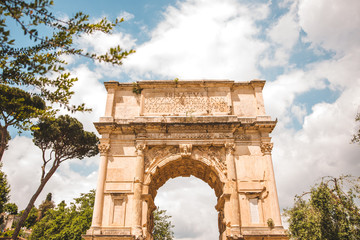 Fototapeta na wymiar Arco di Tito Rome Italy Foro Romano