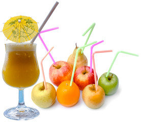 glass of juice and fruits