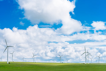 Fototapeta na wymiar Wind farms on the grassland of Huitengxile, Inner Mongolia, China