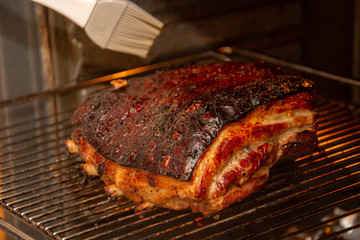 Big Piece of Slow Cooked Oven-Barbecued Pulled Pork