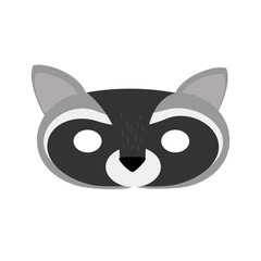 illustration carnival mask forest animal cartoon gray raccoon. mask on the eyes of a masquerade. vector