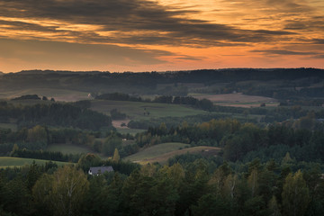 Autumn view from Cisowa mountain in Suwalski landscape park, Podlasie, Poland