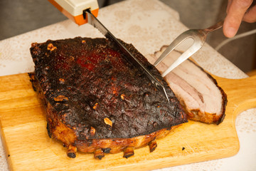 Big Piece of Slow Cooked Oven-cut with electric saw