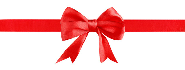 red ribbon bow isolated on white background