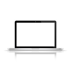 Realistic laptop mockup isolated on white background with shadow vector illustration. EPS 10