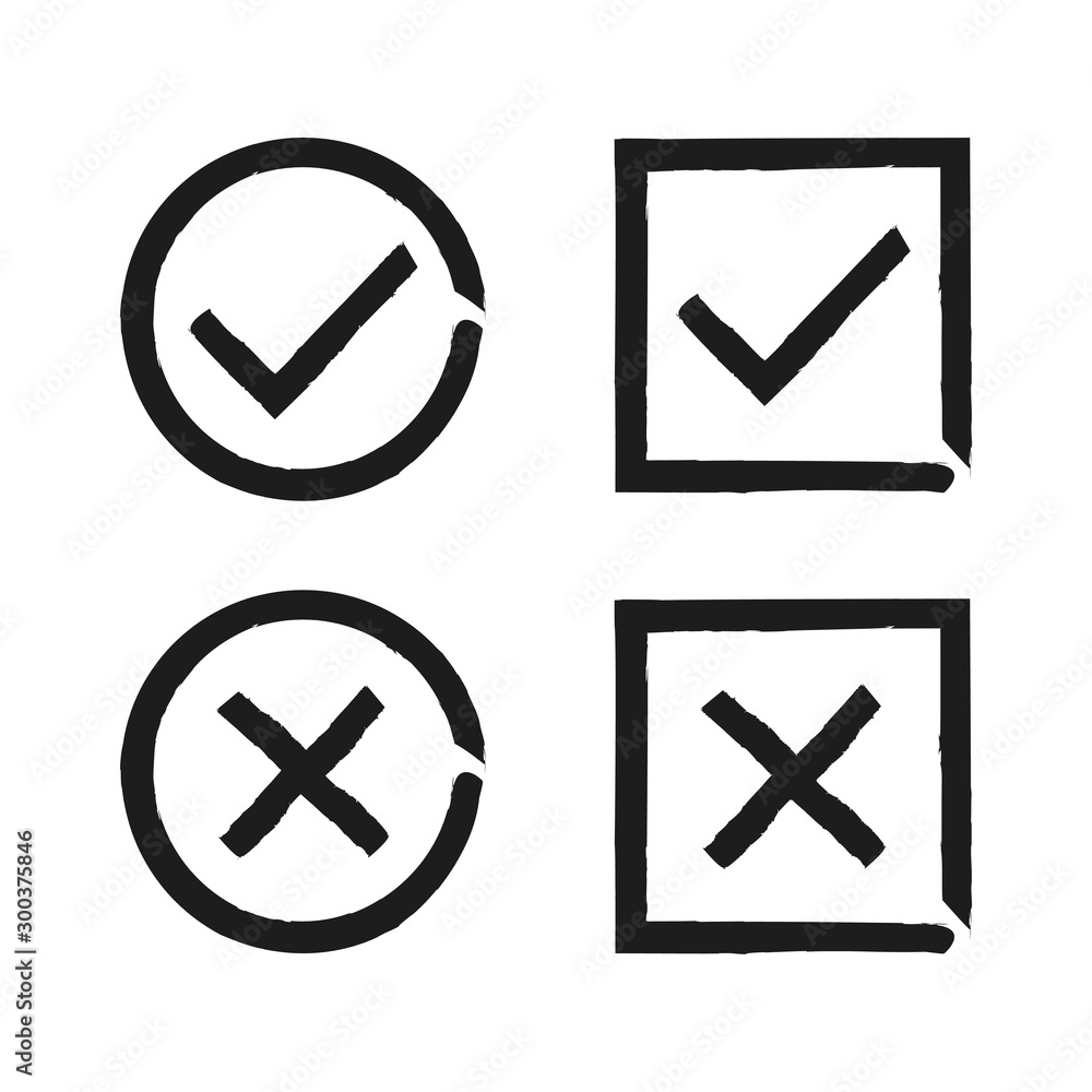 Poster check mark isolated hand drawn button for concept design. check list button sign. vector check mark 